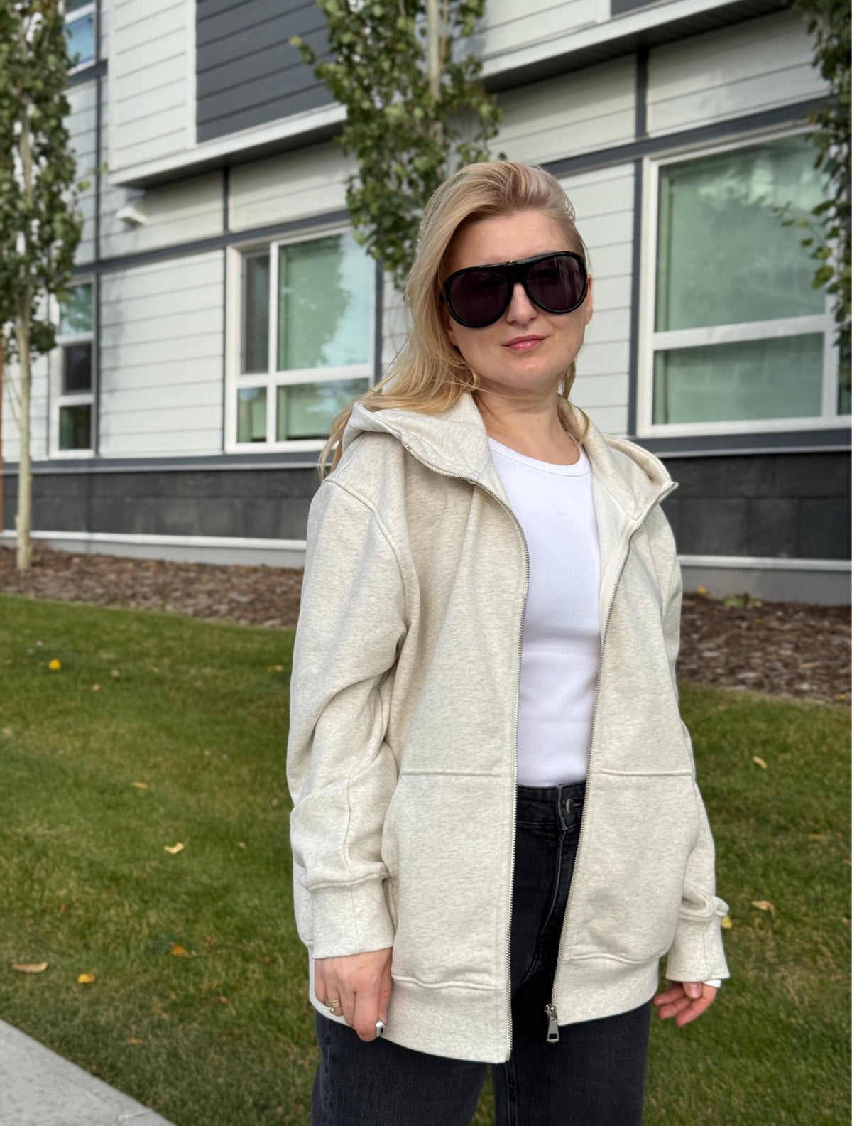 Oversized Full Zip Hoodie | 100% Cotton French Terry